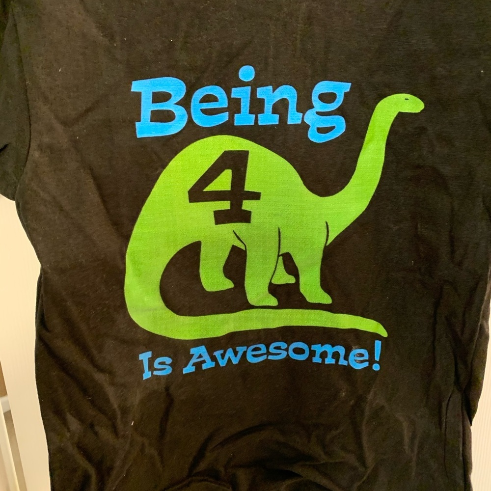 Little boys birthday “being 4” t shirt